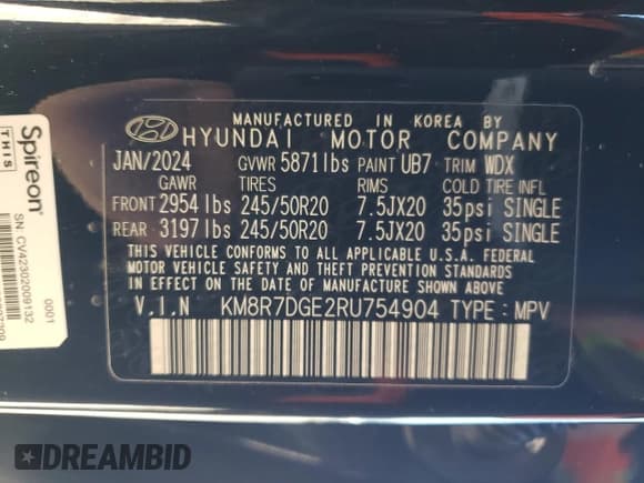 ✅ 2024 Hyundai Palisade Calligraphy • VIN: KM8R7DGE2RU754904 • Лот: 46183535. Опубликован ранее на Copart с пробегом 8 504 миль. Бесплатный доступ к архиву аукционных продаж из США и подробный отчёт об истории автомобиля на DreamBid. Изображение 13.