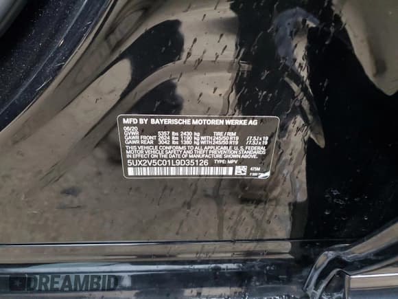 ✅ 2020 BMW X4 M40i • VIN: 5UX2V5C01L9D35126 • Lot: 87261374. Listed on Copart with 56,904 mi. Free auction sales archive from the USA and detailed vehicle history report at DreamBid. Image 13.