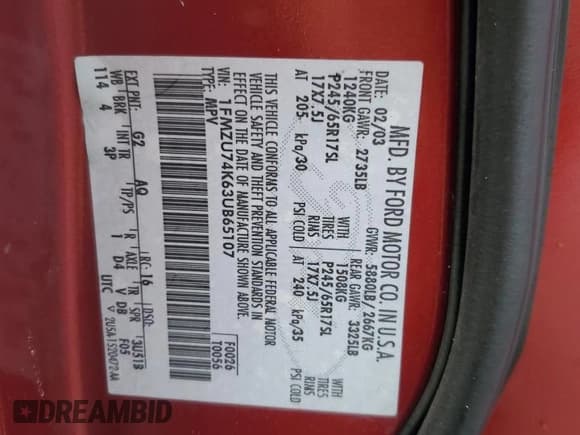 ✅ 2003 Ford Explorer Eddie Bauer • VIN: 1FMZU74K63UB65107 • Lot: 80965724. Wystawiony na Copart z przebiegiem Nie podano. Bezpłatny archiwum sprzedaży aukcyjnych z USA i szczegółowy raport historii pojazdu na DreamBid. Zdjęcie 14.