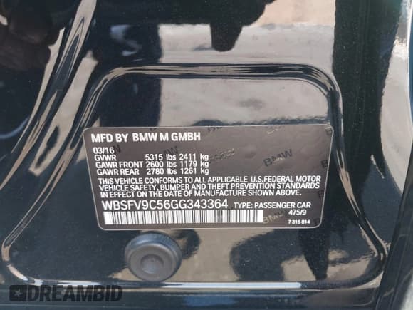 ✅ 2016 BMW M5 • VIN: WBSFV9C56GG343364 • Lot: 42000254. Wystawiony na IAAI z przebiegiem 64 092 mil. Bezpłatny archiwum sprzedaży aukcyjnych z USA i szczegółowy raport historii pojazdu na DreamBid. Zdjęcie 9.