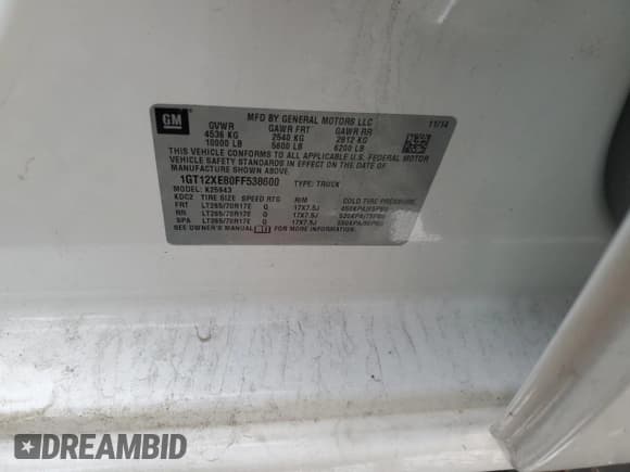 ✅ 2015 GMC Sierra 2500HD • VIN: 1GT12XE80FF538600 • Лот: 89911415. Опубликован ранее на Copart с пробегом 109 033 миль. Бесплатный доступ к архиву аукционных продаж из США и подробный отчёт об истории автомобиля на DreamBid. Изображение 12.