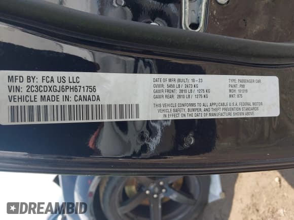 ✅ 2023 Dodge Charger Scat Pack Widebody • VIN: 2C3CDXGJ6PH671756 • Lot: 42354271. Listed on IAAI with 21,387 mi. Free auction sales archive from the USA and detailed vehicle history report at DreamBid. Image 9.