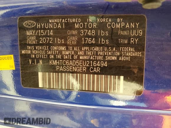 2014 Hyundai Veloster z VIN KMHTC6AD5EU216494, wystawiony jako Copart lot #71566224 z przebiegiem 87 961 mil mil oraz Szkoda całkowita • Salvage title. Historia ofert i sprzedaży dostępna na DreamBid. Obrazek 12.