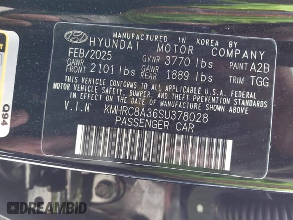 ✅ 2025 Hyundai Venue SEL • VIN: KMHRC8A36SU378028 • Lot: 42432687. Listed on IAAI with 810 mi. Free auction sales archive from the USA and detailed vehicle history report at DreamBid. Image 9.