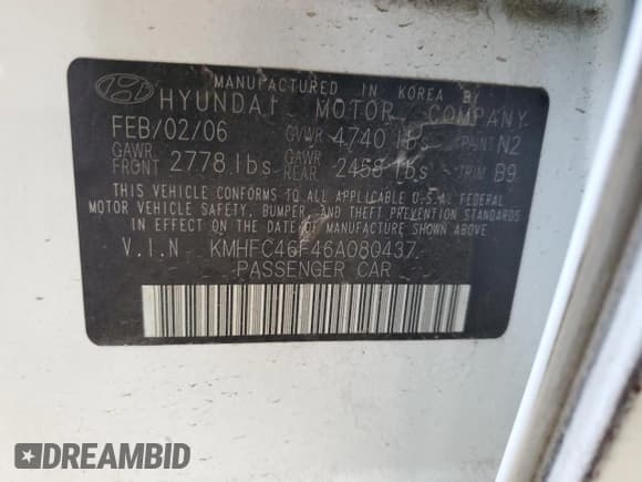 ✅ 2006 Hyundai Azera SE • VIN: KMHFC46F46A080437 • Lot: 81836775. Listed on Copart with 219,908 mi. Free auction sales archive from the USA and detailed vehicle history report at DreamBid. Image 12.