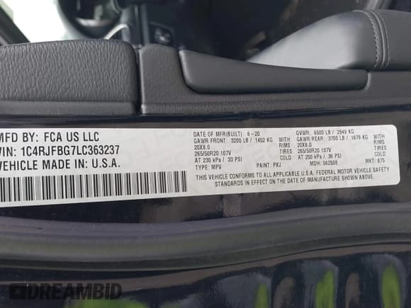 ✅ 2020 Jeep Grand Cherokee Limited • VIN: 1C4RJFBG7LC363237 • Лот: 42535882. Опубликован ранее на IAAI с пробегом 74 857 миль. Бесплатный доступ к архиву аукционных продаж из США и подробный отчёт об истории автомобиля на DreamBid. Изображение 9.