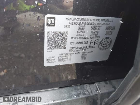 ✅ 2023 Cadillac Escalade 4WD Sport • VIN: 1GYS4FKL8PR153863 • Лот: 42653740. Опубликован ранее на IAAI с пробегом Не указан. Бесплатный доступ к архиву аукционных продаж из США и подробный отчёт об истории автомобиля на DreamBid. Изображение 9.