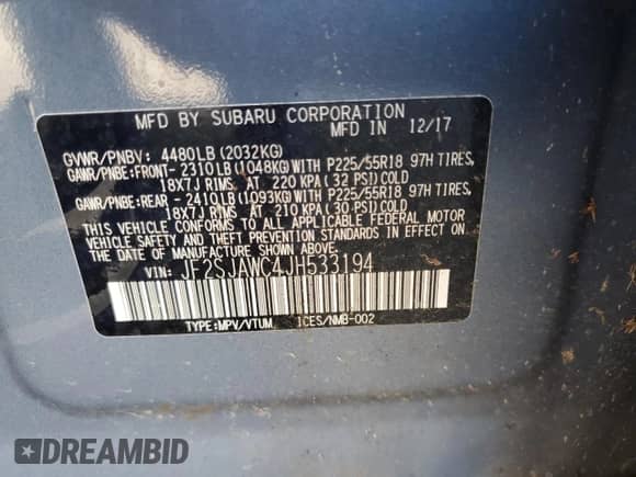 2018 Subaru Forester Touring with VIN JF2SJAWC4JH533194, listed as a Copart auction lot 85264165 with 115,027 mi miles and Salvage title. Bid and sale history available at DreamBid. Image 13.