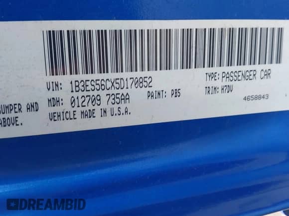 2005 Dodge Neon SXT z VIN 1B3ES56CX5D170852, wystawiony jako IAAI lot #42049876 z przebiegiem 103 673 mil mil oraz . Historia ofert i sprzedaży dostępna na DreamBid. Obrazek 9.