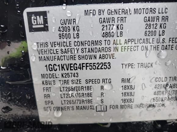 ✅ 2015 Chevrolet Silverado 2500HD LT • VIN: 1GC1KVEG4FF552253 • Лот: 43700188. Опубликован ранее на IAAI с пробегом 181 541 миль. Бесплатный доступ к архиву аукционных продаж из США и подробный отчёт об истории автомобиля на DreamBid. Изображение 9.