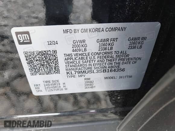 2025 Chevrolet TrailBlazer RS с VIN KL79MUSL3SB164356, выставлен на аукционе IAAI как лот 42686163 с пробегом 2 109 миль миль и . История ставок и продаж доступна на DreamBid. Изображение 9.