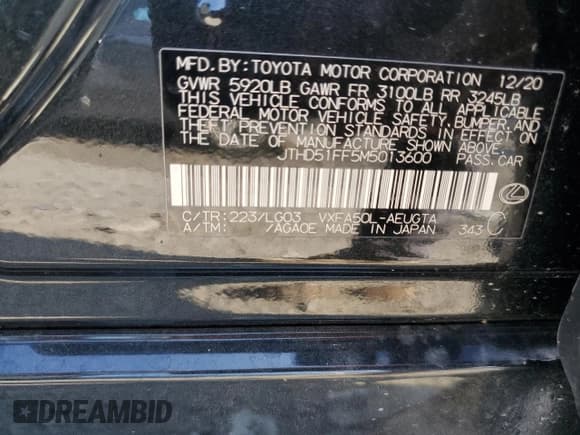 ✅ 2021 Lexus LS 500 • VIN: JTHD51FF5M5013600 • Lot: 68218103. Wystawiony na Copart z przebiegiem Nie podano. Bezpłatny archiwum sprzedaży aukcyjnych z USA i szczegółowy raport historii pojazdu na DreamBid. Zdjęcie 14.