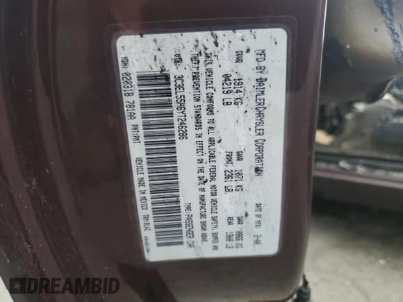 ✅ 2000 Chrysler Sebring JXi • VIN: 3C3EL55H6YT246286 • Lot: 67006555. Listed on Copart with Not provided. Free auction sales archive from the USA and detailed vehicle history report at DreamBid. Image 12.