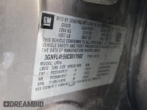 ✅ 2012 Chevrolet Captiva Sport LTZ • VIN: 3GNFL4E59CS617902 • Lot: 44496275. Wystawiony na Copart z przebiegiem 149 802 mil. Bezpłatny archiwum sprzedaży aukcyjnych z USA i szczegółowy raport historii pojazdu na DreamBid. Zdjęcie 13.