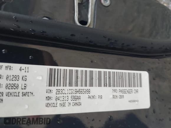 ✅ 2011 Dodge Charger • VIN: 2B3CL1CG1BH565098 • Lot: 42184330. Listed on IAAI with 211,530 mi. Free auction sales archive from the USA and detailed vehicle history report at DreamBid. Image 9.