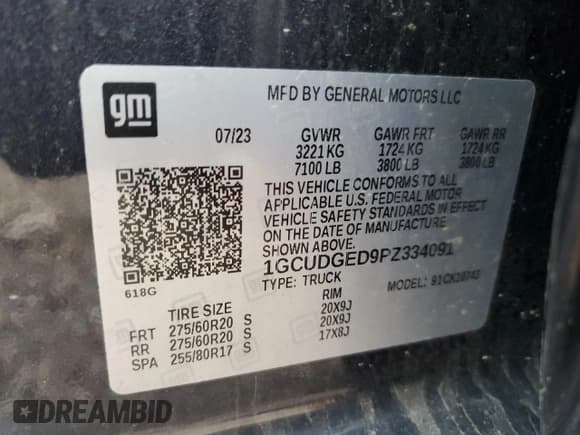 ✅ 2023 Chevrolet Silverado 1500 LTZ • VIN: 1GCUDGED9PZ334091 • Lot: 86409565. Wystawiony na Copart z przebiegiem 46 775 mil. Bezpłatny archiwum sprzedaży aukcyjnych z USA i szczegółowy raport historii pojazdu na DreamBid. Zdjęcie 12.