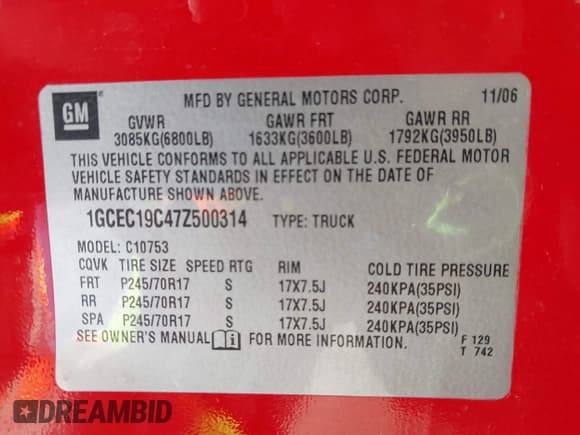 ✅ 2007 Chevrolet Silverado 1500 Work Truck • VIN: 1GCEC19C47Z500314 • Lot: 42288652. Listed on IAAI with 236,921 mi. Free auction sales archive from the USA and detailed vehicle history report at DreamBid. Image 9.