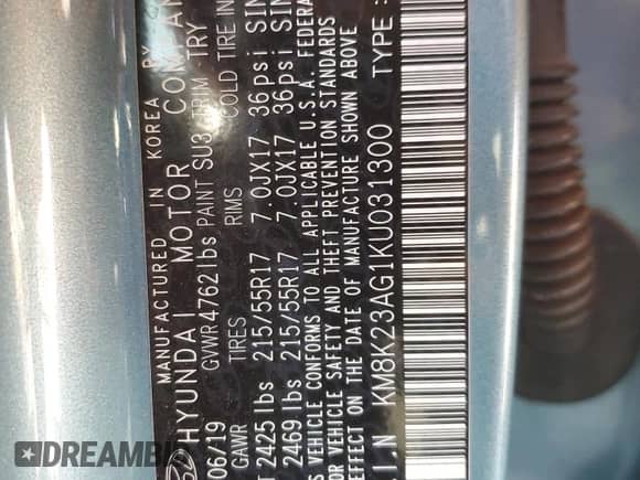 2019 Hyundai Kona SEL z VIN KM8K23AG1KU031300, wystawiony jako Copart lot #76628914 z przebiegiem 86 902 mil mil oraz Szkoda całkowita • Salvage title. Historia ofert i sprzedaży dostępna na DreamBid. Obrazek 12.