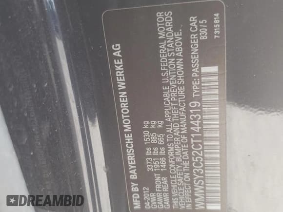 ✅ 2012 MINI Roadster S • VIN: WMWSY3C52CT144319 • Lot: 78349654. Listed on Copart with Not provided. Free auction sales archive from the USA and detailed vehicle history report at DreamBid. Image 14.