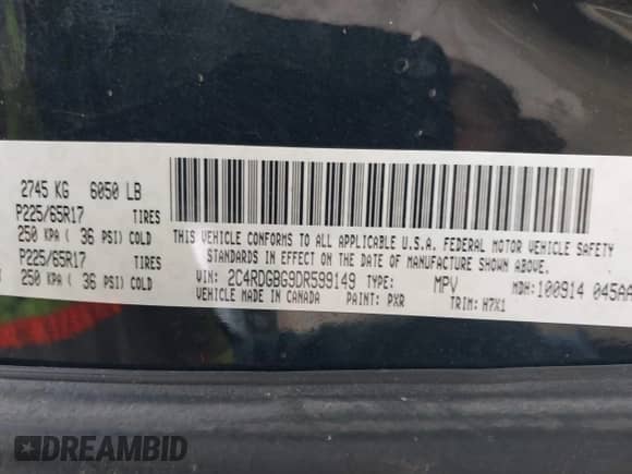 2013 Dodge Grand Caravan SXT с VIN 2C4RDGBG9DR599149, выставлен на аукционе IAAI как лот 43029665 с пробегом 175 857 миль миль и . История ставок и продаж доступна на DreamBid. Изображение 9.