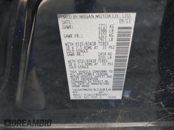 ✅ 2014 Nissan Pathfinder SV • VIN: 5N1AR2MN2EC624816 • Лот: 43680351. Опубликован ранее на IAAI с пробегом 169 307 миль. Бесплатный доступ к архиву аукционных продаж из США и подробный отчёт об истории автомобиля на DreamBid. Изображение 9.