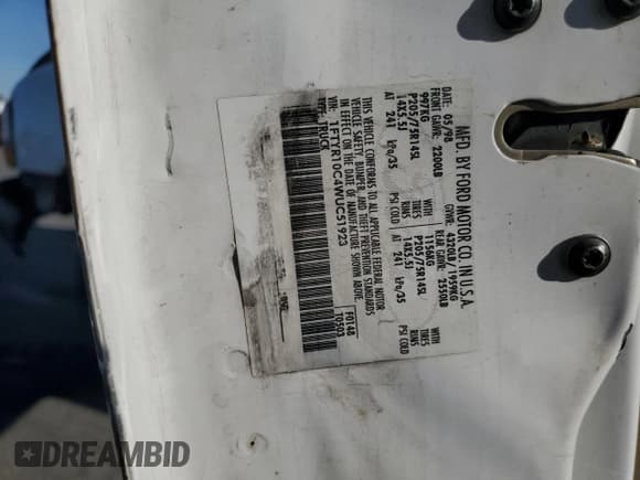 ✅ 1998 Ford Ranger XL • VIN: 1FTYR10C4WUC51923 • Lot: 89843535. Listed on Copart with 240,133 mi. Free auction sales archive from the USA and detailed vehicle history report at DreamBid. Image 12.