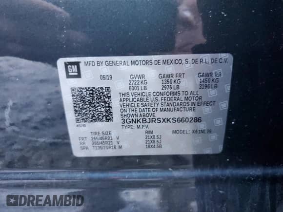 2019 Chevrolet Blazer RS с VIN 3GNKBJRSXKS660286, выставлен на аукционе Copart как лот 60088434 с пробегом 28 981 миль миль и Списание • Salvage title. История ставок и продаж доступна на DreamBid. Изображение 15.