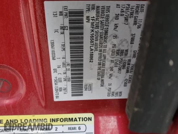 ✅ 2007 Ford Expedition Max XLT • VIN: 1FMFK16587LA18862 • Lot: 54990035. Wystawiony na Copart z przebiegiem 272 196 mil. Bezpłatny archiwum sprzedaży aukcyjnych z USA i szczegółowy raport historii pojazdu na DreamBid. Zdjęcie 13.