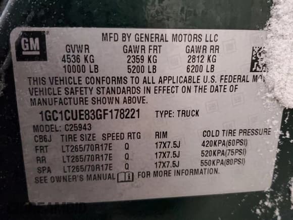 ✅ 2016 Chevrolet Silverado 2500HD Work Truck • VIN: 1GC1CUE83GF178221 • Lot: 44439855. Wystawiony na Copart z przebiegiem 123 279 mil. Bezpłatny archiwum sprzedaży aukcyjnych z USA i szczegółowy raport historii pojazdu na DreamBid. Zdjęcie 12.