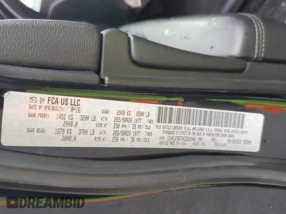 2017 Jeep Grand Cherokee Limited with VIN 1C4RJFBG7HC624244, listed as a Copart auction lot 81741145 with 97,157 mi miles and Salvage title. Bid and sale history available at DreamBid. Image 13.