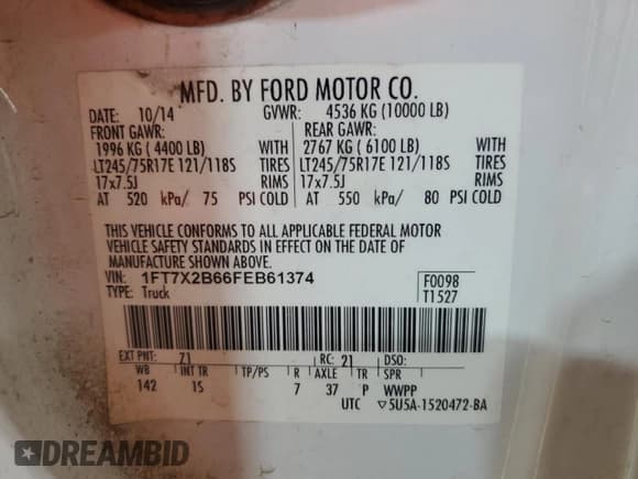 ✅ 2015 Ford F-250 XLT • VIN: 1FT7X2B66FEB61374 • Лот: 90032055. Опубликован ранее на Copart с пробегом 255 629 миль. Бесплатный доступ к архиву аукционных продаж из США и подробный отчёт об истории автомобиля на DreamBid. Изображение 12.