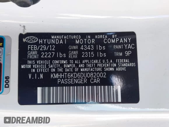 ✅ 2013 Hyundai Genesis Coupe Premium • VIN: KMHHT6KD6DU082002 • Lot: 43600706. Listed on IAAI with 145,767 mi. Free auction sales archive from the USA and detailed vehicle history report at DreamBid. Image 9.