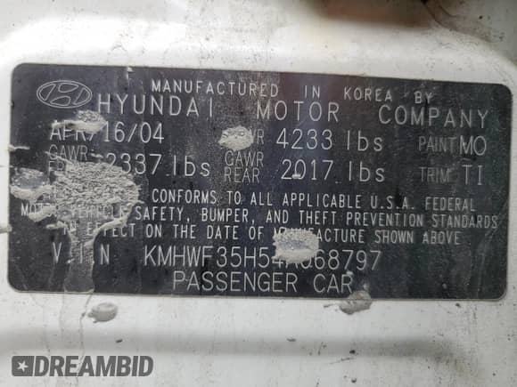 2004 Hyundai Sonata GLS с VIN KMHWF35H54A068797, выставлен на аукционе Copart как лот 48161705 с пробегом 168 184 миль миль и Списание • Salvage title. История ставок и продаж доступна на DreamBid. Изображение 12.