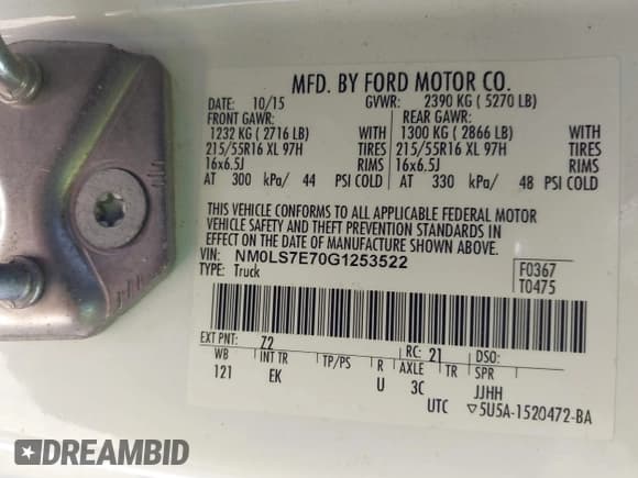 ✅ 2016 Ford Transit Connect XL • VIN: NM0LS7E70G1253522 • Лот: 43688918. Опубликован ранее на IAAI с пробегом 103 999 миль. Бесплатный доступ к архиву аукционных продаж из США и подробный отчёт об истории автомобиля на DreamBid. Изображение 9.