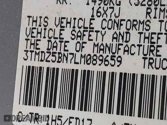 ✅ 2020 Toyota Tacoma SR5 • VIN: 3TMDZ5BN7LM089659 • Lot: 42396312. Wystawiony na IAAI z przebiegiem 84 955 mil. Bezpłatny archiwum sprzedaży aukcyjnych z USA i szczegółowy raport historii pojazdu na DreamBid. Zdjęcie 9.
