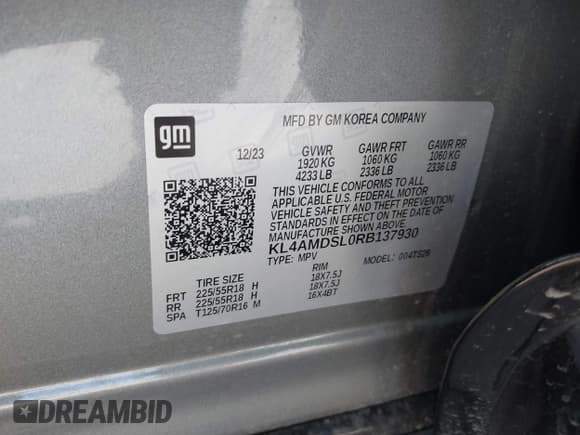 ✅ 2024 Buick Encore GX Sport Touring • VIN: KL4AMDSL0RB137930 • Lot: 42340687. Listed on IAAI with 25,757 mi. Free auction sales archive from the USA and detailed vehicle history report at DreamBid. Image 9.