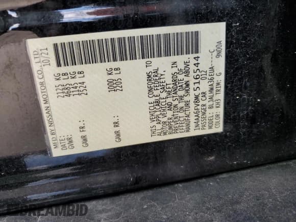 ✅ 2021 Nissan Maxima Platinum • VIN: 1N4AA6FV8MC516544 • Лот: 81312835. Опубликован ранее на Copart с пробегом 43 024 миль. Бесплатный доступ к архиву аукционных продаж из США и подробный отчёт об истории автомобиля на DreamBid. Изображение 12.