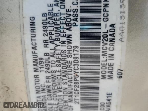 ✅ 2000 Toyota Solara SE • VIN: 2T1CF28P5YC309179 • Lot: 54886435. Wystawiony na Copart z przebiegiem 298 041 mil. Bezpłatny archiwum sprzedaży aukcyjnych z USA i szczegółowy raport historii pojazdu na DreamBid. Zdjęcie 13.