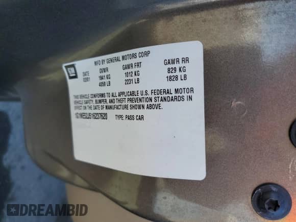 2001 Chevrolet Malibu LS z VIN 1G1NE52J516237620, wystawiony jako Copart lot #76809764 z przebiegiem 82 099 mil mil oraz Szkoda całkowita • Salvage title. Historia ofert i sprzedaży dostępna na DreamBid. Obrazek 12.