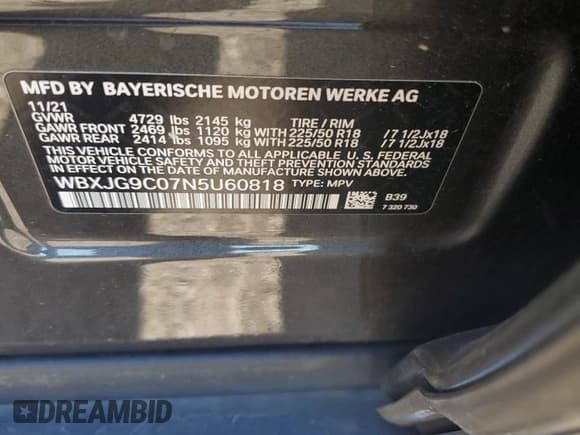 ✅ 2022 BMW X1 xDrive28i • VIN: WBXJG9C07N5U60818 • Lot: 85304115. Wystawiony na Copart z przebiegiem 52 698 mil. Bezpłatny archiwum sprzedaży aukcyjnych z USA i szczegółowy raport historii pojazdu na DreamBid. Zdjęcie 13.