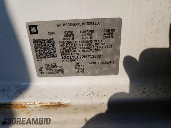 ✅ 2021 Chevrolet Silverado 2500HD Work Truck • VIN: 1GC1YLE72MF126027 • Lot: 68493335. Wystawiony na Copart z przebiegiem 154 965 mil. Bezpłatny archiwum sprzedaży aukcyjnych z USA i szczegółowy raport historii pojazdu na DreamBid. Zdjęcie 13.