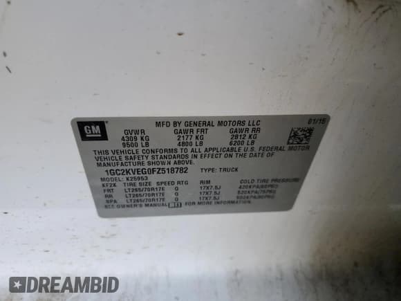 ✅ 2015 Chevrolet Silverado 2500HD LT • VIN: 1GC2KVEG0FZ518782 • Lot: 69478875. Wystawiony na Copart z przebiegiem 236 692 mil. Bezpłatny archiwum sprzedaży aukcyjnych z USA i szczegółowy raport historii pojazdu na DreamBid. Zdjęcie 12.