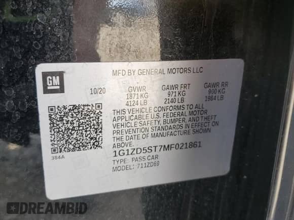 2021 Chevrolet Malibu LT z VIN 1G1ZD5ST7MF021861, wystawiony jako Copart lot #80993215 z przebiegiem 74 483 mil mil oraz Szkoda całkowita • Salvage title. Historia ofert i sprzedaży dostępna na DreamBid. Obrazek 13.