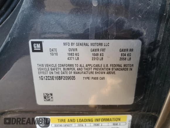 ✅ 2011 Chevrolet Malibu 1LT • VIN: 1G1ZC5E16BF209605 • Lot: 82021114. Listed on Copart with 119,980 mi. Free auction sales archive from the USA and detailed vehicle history report at DreamBid. Image 14.