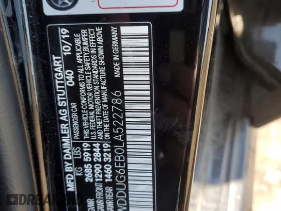 ✅ 2020 Mercedes-Benz S 450 • VIN: WDDUG6EB0LA522786 • Lot: 56539965. Wystawiony na Copart z przebiegiem 59 243 mil. Bezpłatny archiwum sprzedaży aukcyjnych z USA i szczegółowy raport historii pojazdu na DreamBid. Zdjęcie 12.