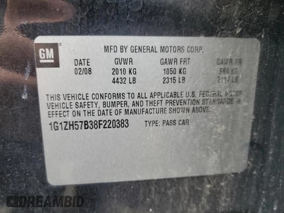 ✅ 2008 Chevrolet Malibu 1LT • VIN: 1G1ZH57B38F220383 • Lot: 81767124. Listed on Copart with 174,034 mi. Free auction sales archive from the USA and detailed vehicle history report at DreamBid. Image 13.