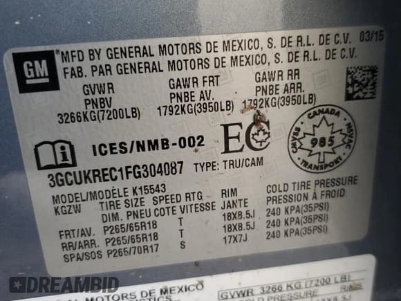 ✅ 2015 Chevrolet Silverado 1500 LT • VIN: 3GCUKREC1FG304087 • Лот: 92390245. Опубликован ранее на Copart с пробегом 166 346 миль. Бесплатный доступ к архиву аукционных продаж из США и подробный отчёт об истории автомобиля на DreamBid. Изображение 12.