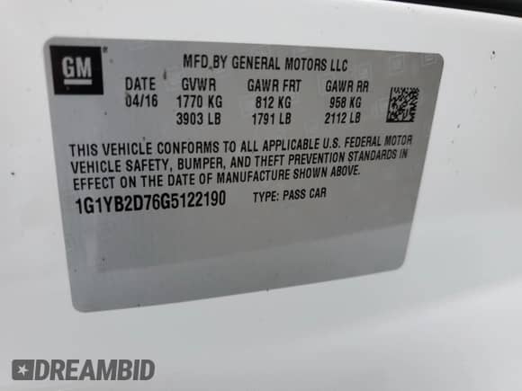 2016 Chevrolet Corvette 1LT с VIN 1G1YB2D76G5122190, выставлен на аукционе Copart как лот 66334334 с пробегом 32 918 миль миль и Списание • Salvage title. История ставок и продаж доступна на DreamBid. Изображение 15.