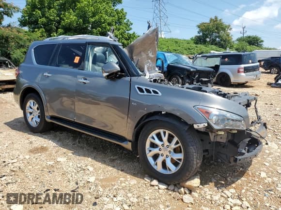 ✅ 2014 Infiniti QX80 • VIN: JN8AZ2NEXE9065844 • Lot: 62819335. Listed on Copart with Not provided. Free auction sales archive from the USA and detailed vehicle history report at DreamBid. Image 4.