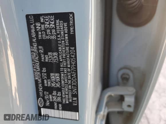 2023 Hyundai Santa Cruz SEL Premium с VIN 5NTJDDAF7PH054204, выставлен на аукционе Copart как лот 72687014 с пробегом Не указан миль и На запчасти • Non repairable. История ставок и продаж доступна на DreamBid. Изображение 13.